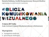 Plakat Semianarium "Oblicza komunikowania wizualnego" 3 marca Kielnarowa