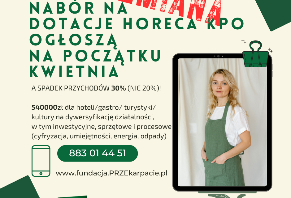 Nabór wniosków o bezzwrotne dotacje dla sektora HoReCa z KPO – znamy termin!